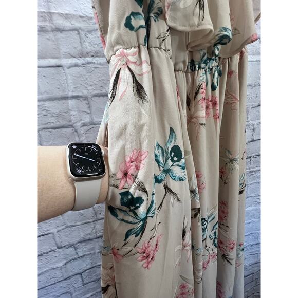 Torrid Sz 12 Chiffon Cold Shoulder Floral Tea Length Chateau Grey Dress NEW! - Picture 5 of 8